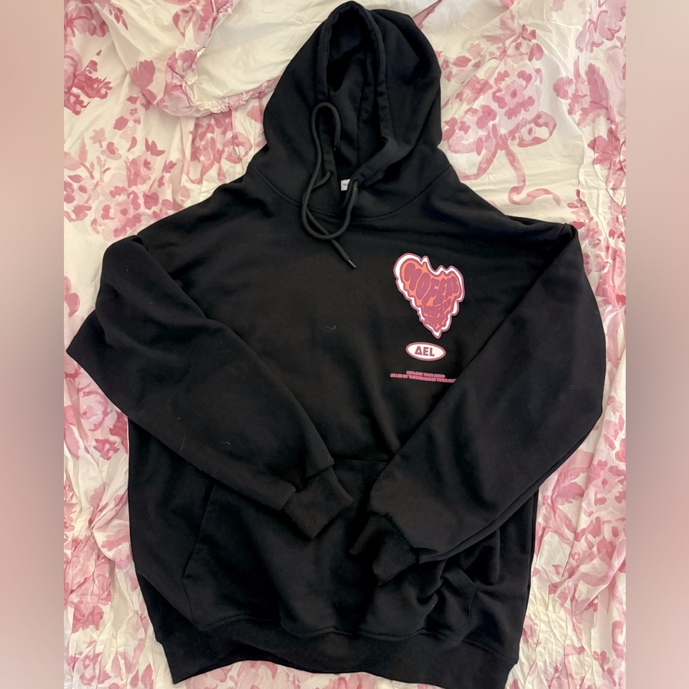 AELFRIC EDEN Pink Heart Print Hoodie